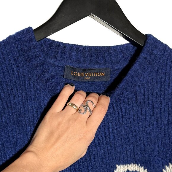 Louis Vuitton 2020 Blue Intersia LV Logo Sweater - Picture 4 of 8